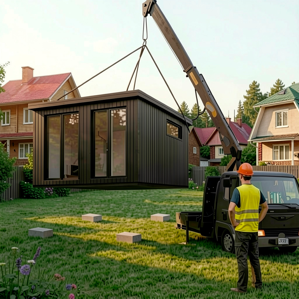 Установка готовой бани на участке